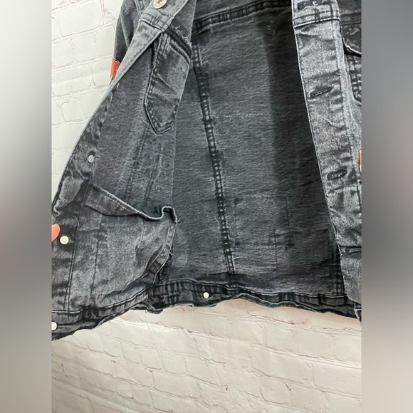 Evolution In Design Girls Size Medium 10/12 Black Denim Patchwork Jacket - Picture 5 of 10